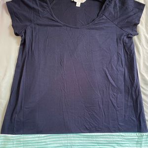 Charming Charlie’s Navy, White, and Aqua Blouse